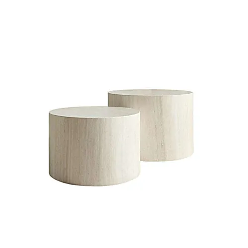 LES Round Set Coffee Table - White - 50 - 58 cm