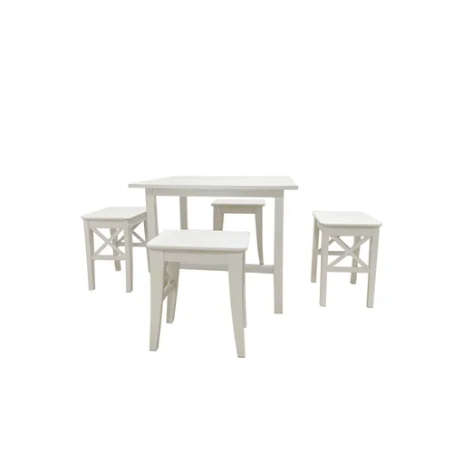 LES Kids Square Table and Stool - White