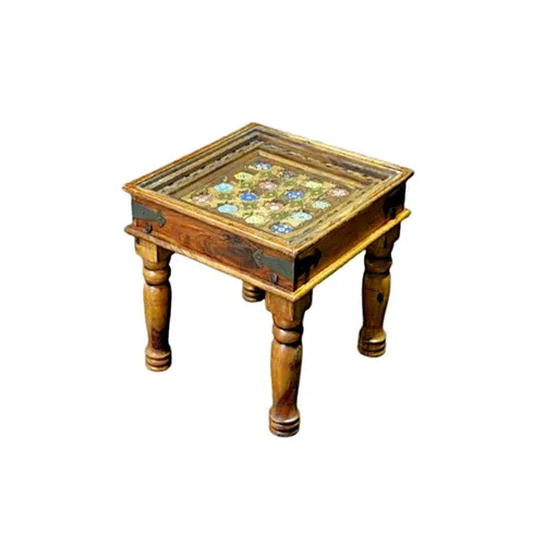 LES Handcrafted Square Arabic Coffee Table  - 60 x 50 x 60 cm