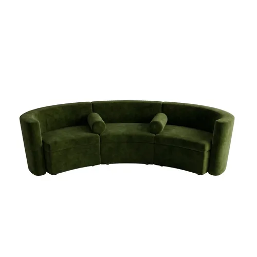LES VIP 3-Seater Curved Sofa -  Green Velvet  - Art Deco