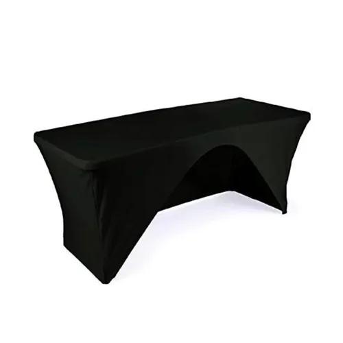LES Black Open-Back Rectangular Table Spandex Cover -  80 x 160 cm