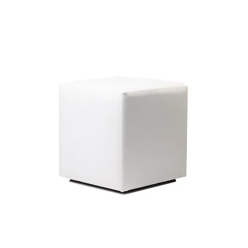LES Small Lounge Leather Cube Seater - White - 40 x 40 cm