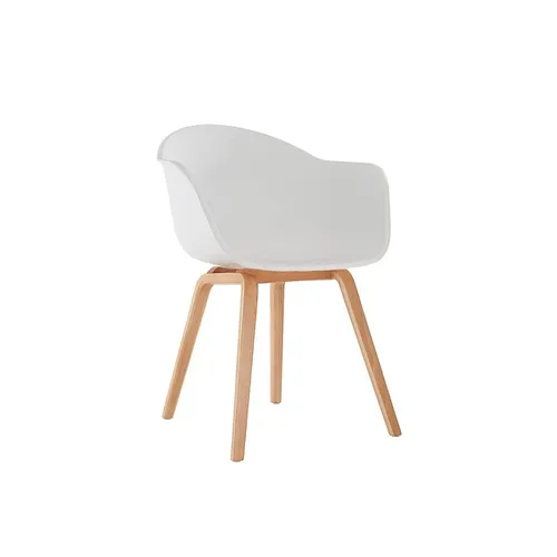 LES Low Design Chair - White - Wooden Legs