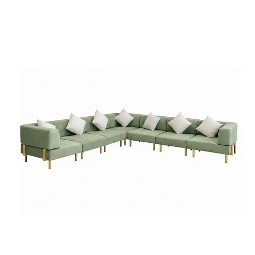 LES VIP Endless L-Shape Sofa - Velvet Olive Green