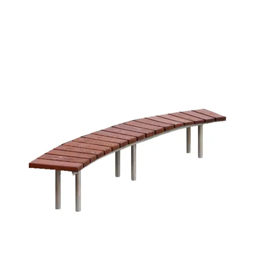 LES Curved Teak Bench with Metal Frame