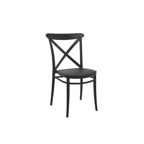 LES Garden Chair with Cross Backrest - Black