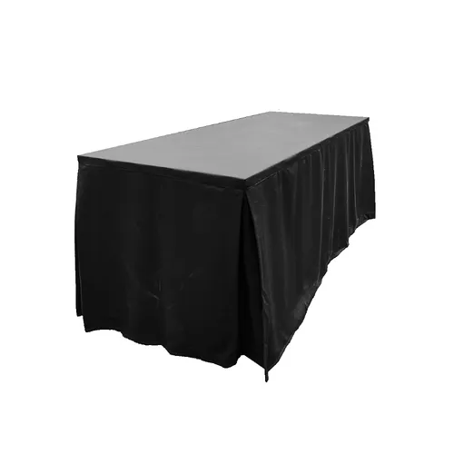 LES Black Flowy Cover for Rectangular Banquet Table - 76 x 183 cm