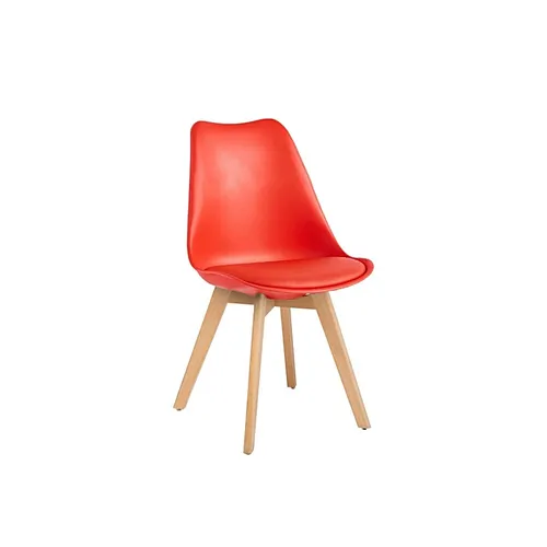 LES Design Chair - Red - Wooden Legs