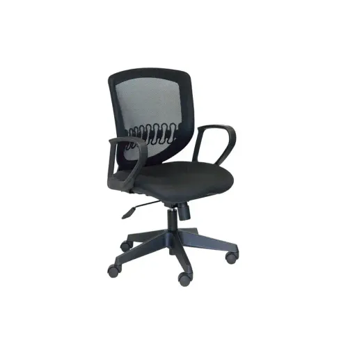 LES Swivel Office Chair with Armrests - Black