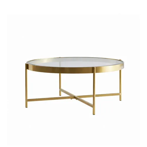 LES Art Deco Large Coffee Table with Glass Top