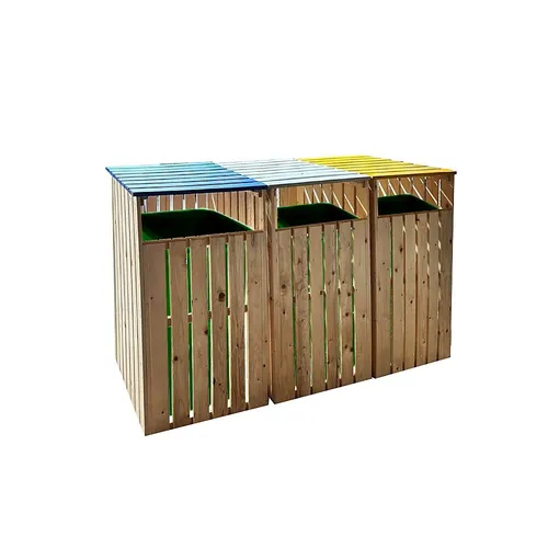 LES Triple Trash Bin with Pallet Cover