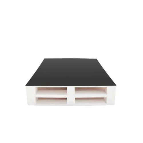 LES White Pallet Lounge Table - Black Plexi Top - 80 x 120 cm