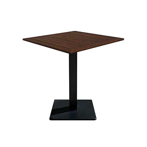 LES Bistro Square Black Base - Teak - 80 x 80 cm