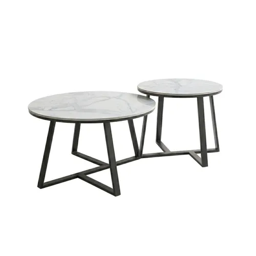 LES Twin Marble Top Round Coffee Table - 60 - 80 cm