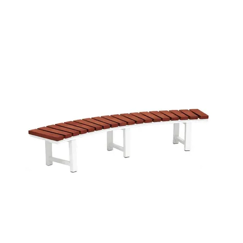 LES Curved Teak Bench with Metal Frame