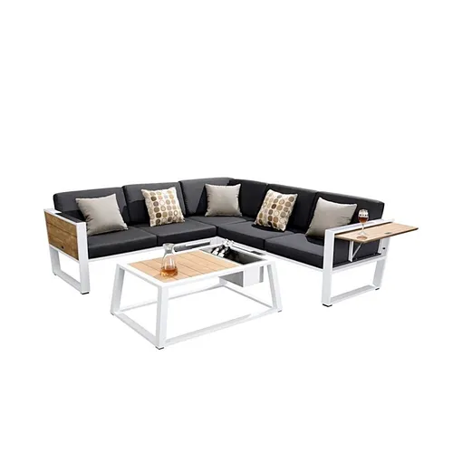 LES Higold York Corner Lounge Set - White / Black