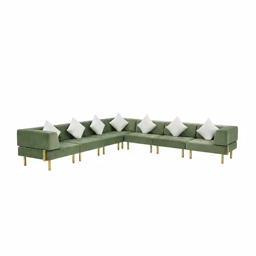 LES VIP Endless L-Shape Sofa - Velvet Olive Green