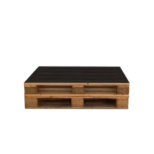LES  Wooden Pallet Lounge Table - Black Plexi Top - 80 x 120 cm