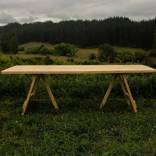 Large Plywood Trestle Table 