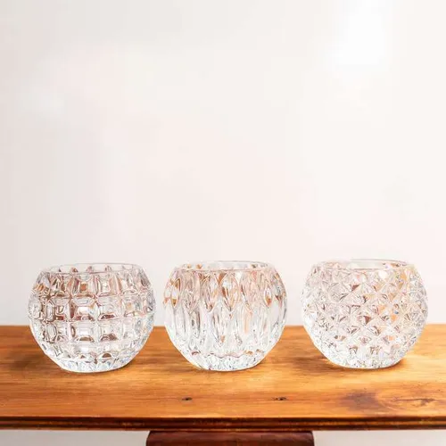 Round Glass Candle Holders or Vases