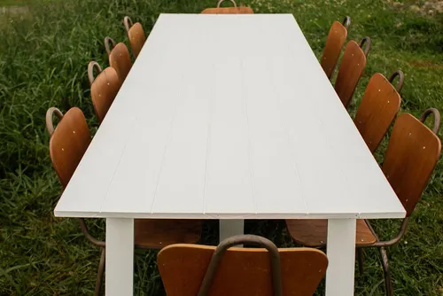 Large White Wooden Trestle Table 
