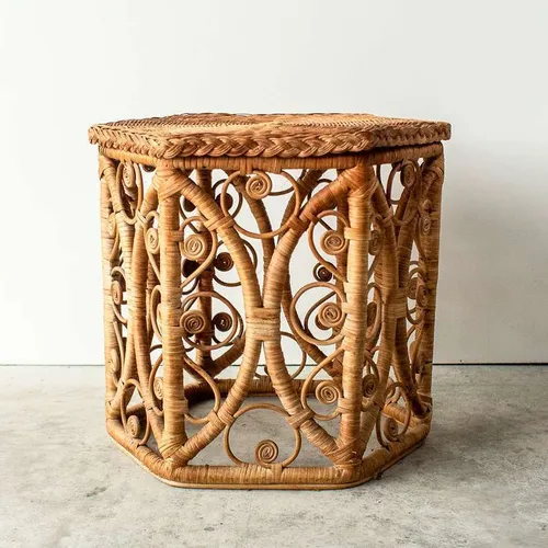 Ornate Cane Side Table (Medium) 