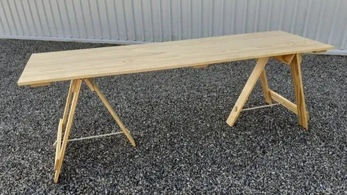 High/Low Large Pine Trestle Table
