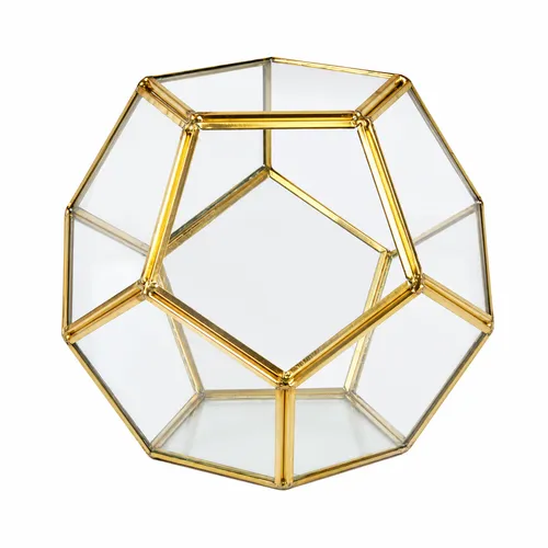 Pentagon vase (gold rim glass) - Clear/Gold rim - 5-inch