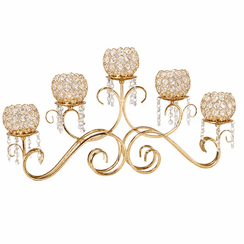 Centerpiece with 5 crystal ball holders - Gold