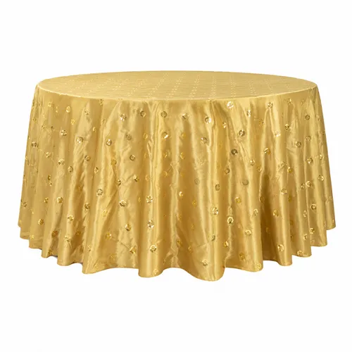 Table cloth (sequin circle pattern) - Gold - 120-inch round