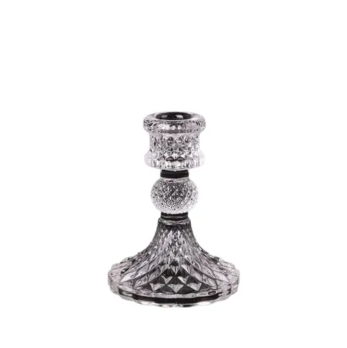 Pineapple Design Glass Taper Candle Holder - 10cm