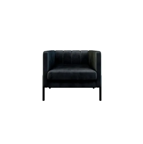Linear Black Velvet Armchair