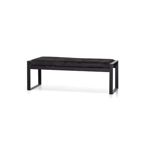 Geometric Black Velvet Bench Seat
