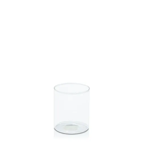Glass Candle Holder 10cm (D) x 12cm (H) W/ Ivory Pillar Candle