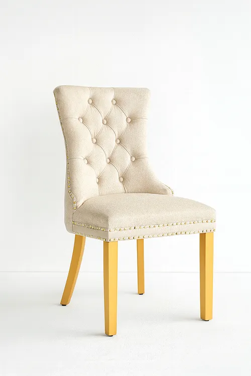 Chairs - Beige with Golden Legs