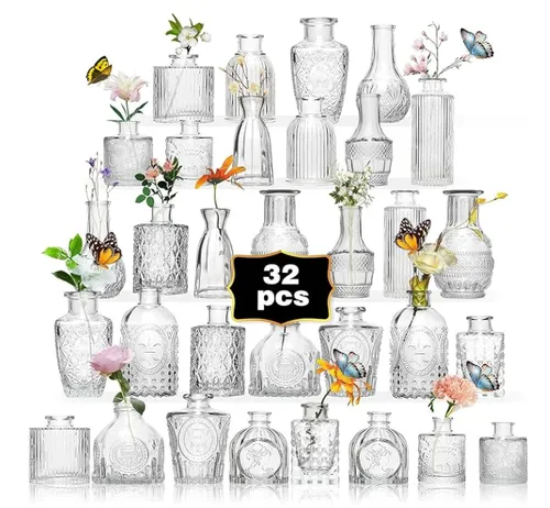 Clear Bud Vases (set of 16)
