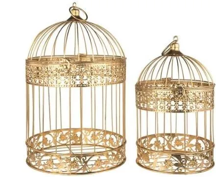 Decorative Gold Bird Cage set