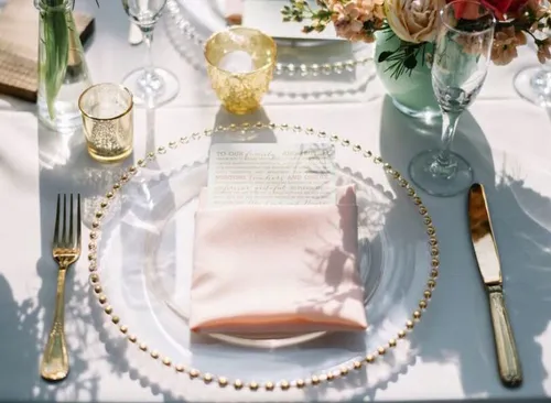 Gold Beaded Acrylic Charger plate