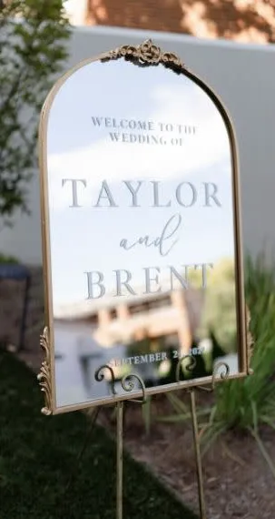 Mirror Welcome Sign with Custom Decal Message