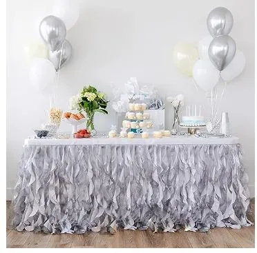 Grey Silver Table Skirt 9ft