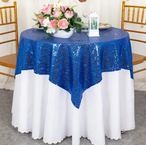 Sequin Table Topper Overlay - blue
