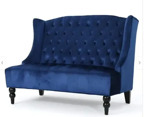 Navy Blue Velvet Love Seat