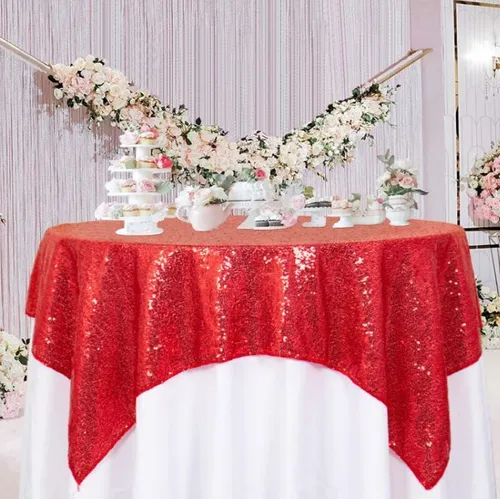 Sequin table topper Overlay - Red 