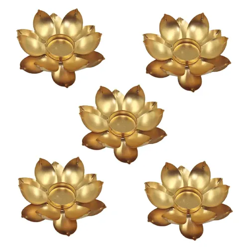Gold Lotus-shaped Tealight Holders