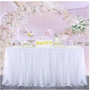 Tulle table skirt white 6ft