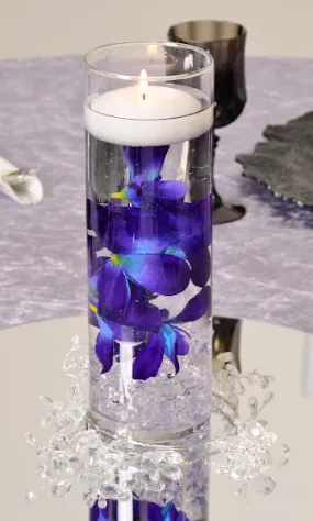 Galaxy purple Blue Artificial Orchids in cylinder vase