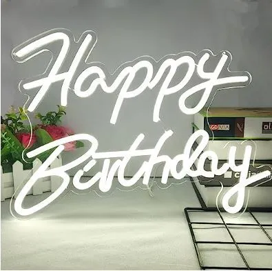 Dimmable 'Happy Birthday' neon sign 
