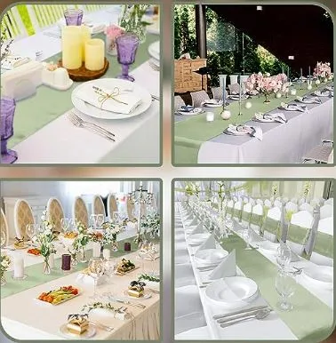 Satin table runner light green
