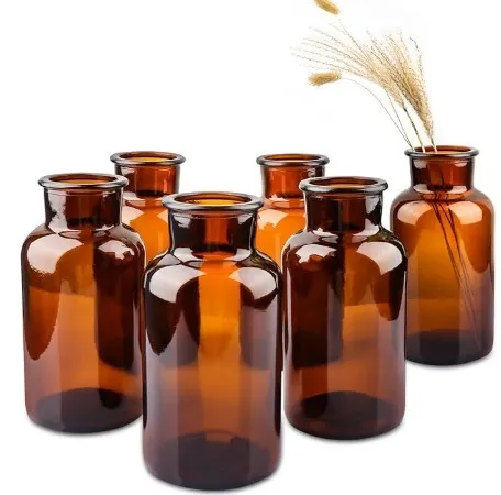 Amber Glass Bottle Vase