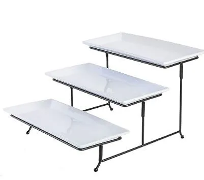 3 tier plate set with metal stand
